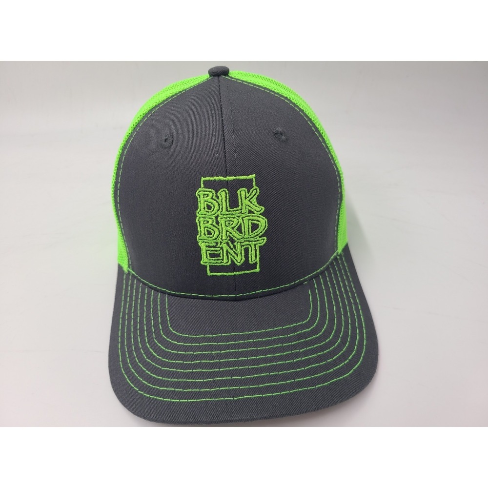 Black Bird Entertainment Mesh Trucker Snapback Hat Cap Music Agency Gray Green